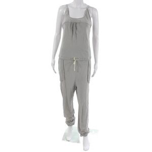 9seed Women Petite Gray Cotton Scoop Neck Sleeveless Jumpsuit Size S